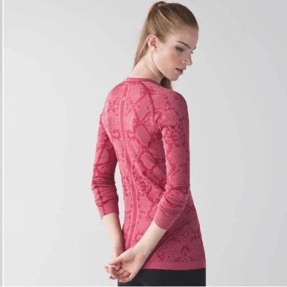 NWT lululemon Swiftly Tech L/S crew snake Pink/Cranberry thumbholes Sz 10 - Picture 4 of 13